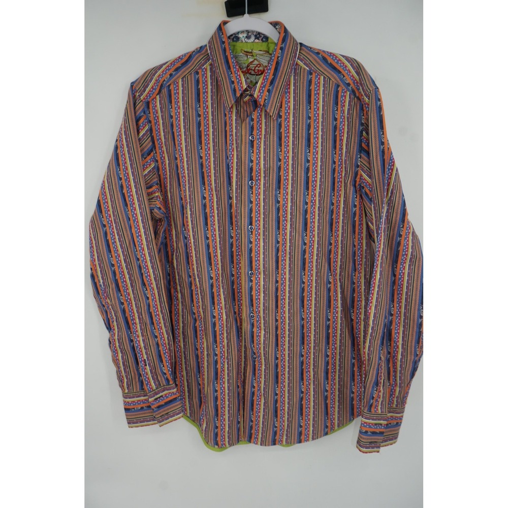 Robert Graham Shirt Multicolor Stripe Long Sleeve Button Up Men's Medium
